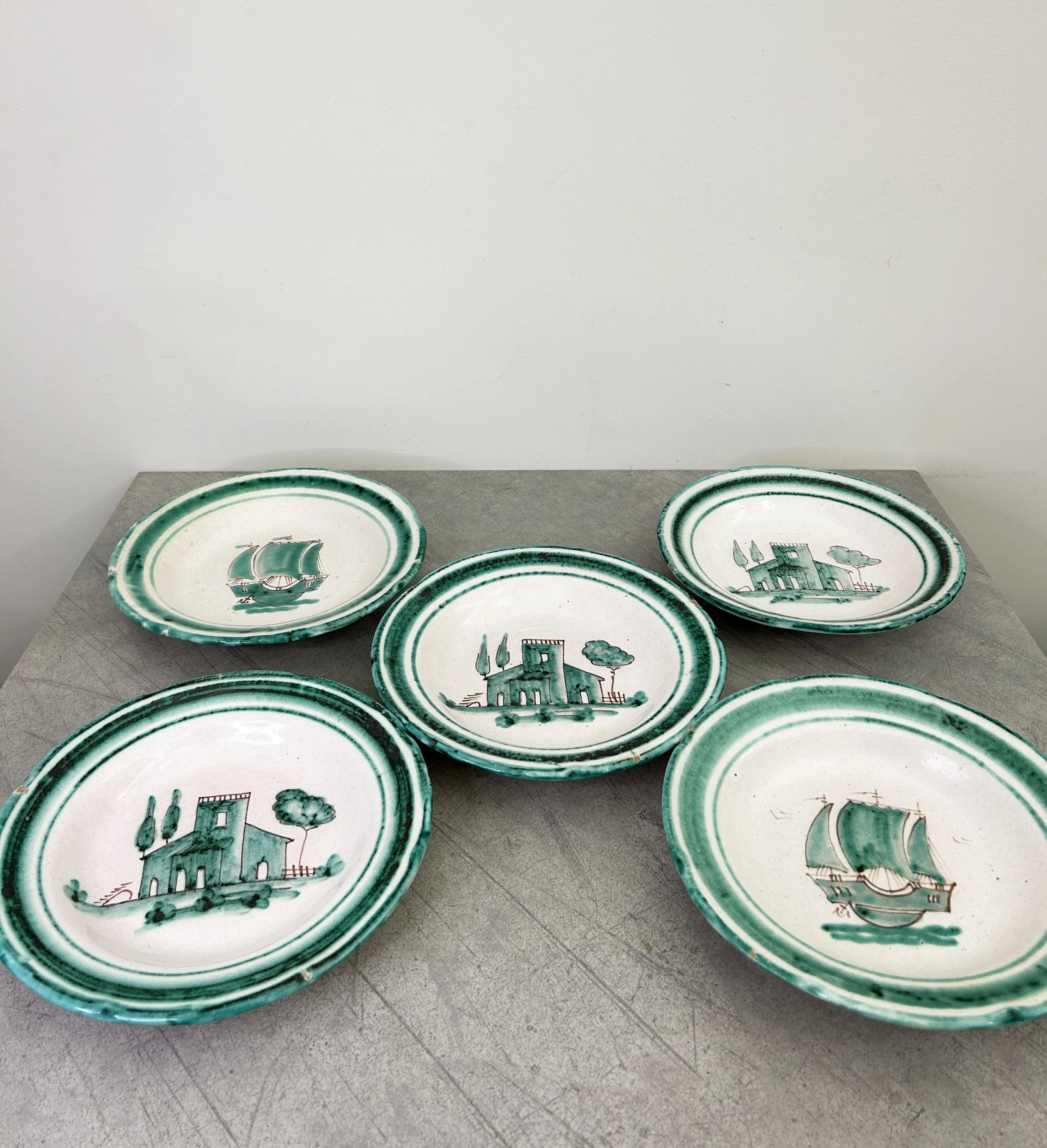 RIVESTO Set of x3 Vintage Hand Painted Vietri Ceramic Plates
